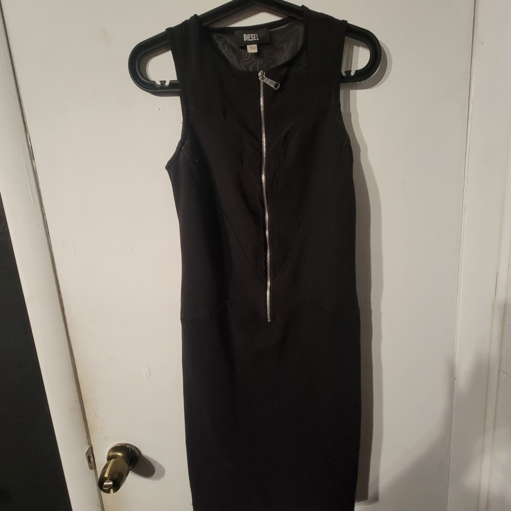 Diesel Black Midi Dress with Zipper